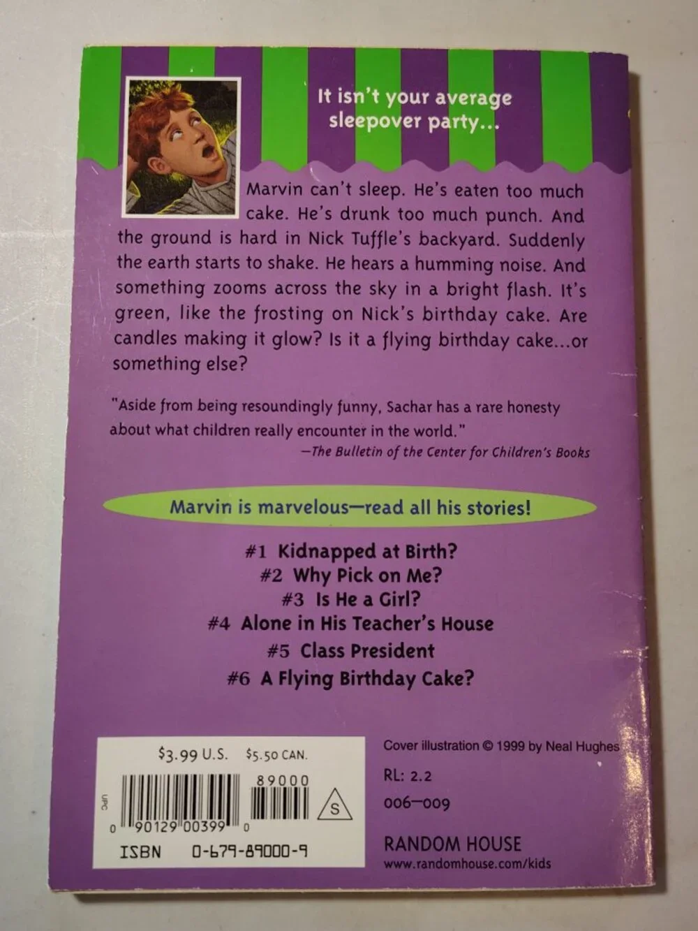 Marvin Redpost A Flying Birthday Cake By Louis Sachar PB Book